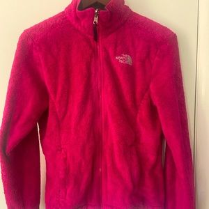 Fuzzy pink purple north face zip up